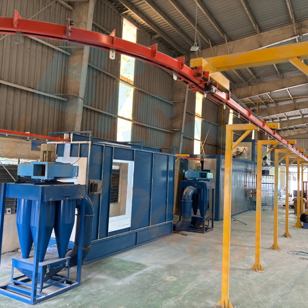 Automated conveyor powder coating system at Bisco Ultimate Chennai plant